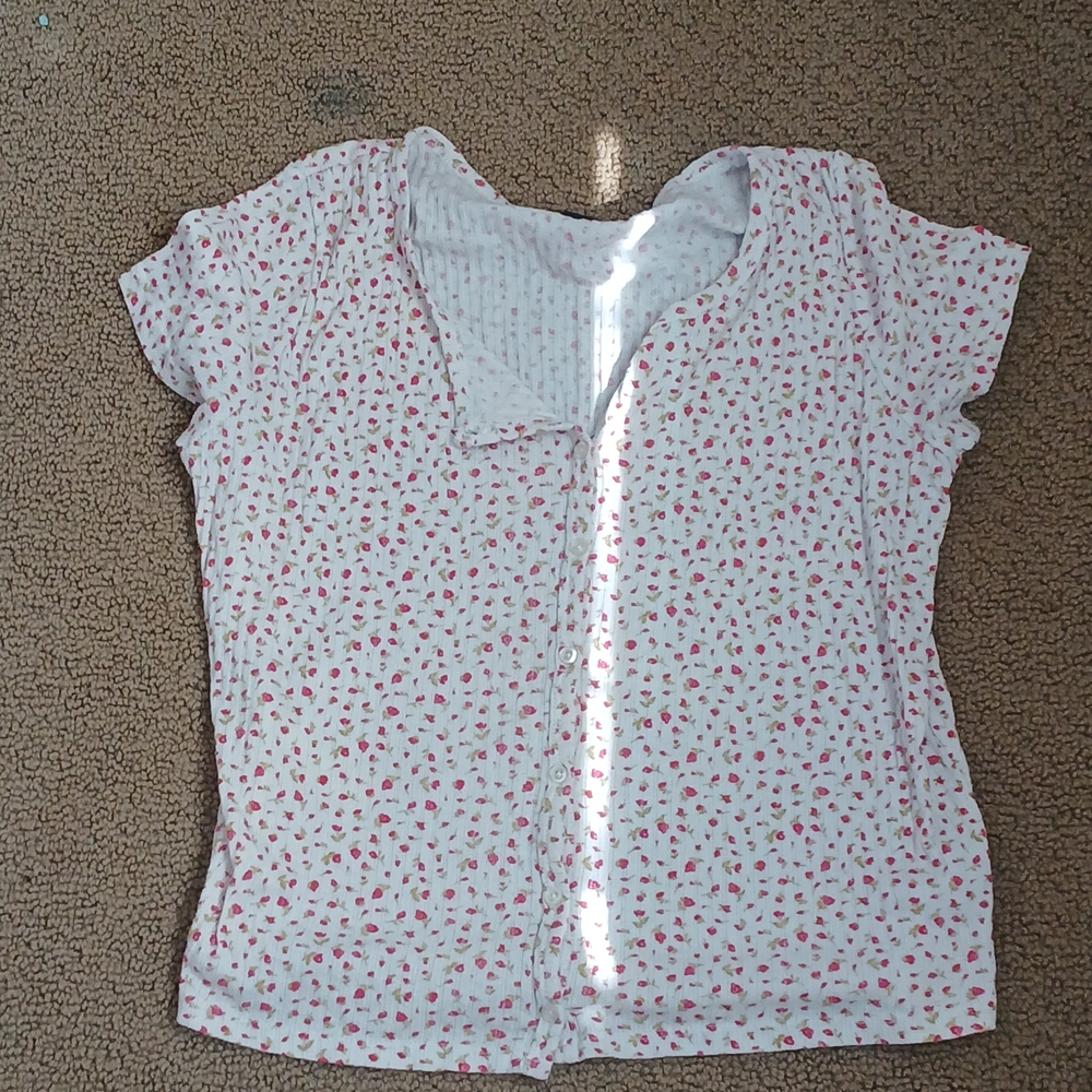 Gymboree White and Pink Floral Kids Tee
